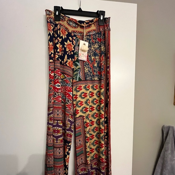 Johnny Was Jules Contrast Pull On Cropped Palazzo Pants
